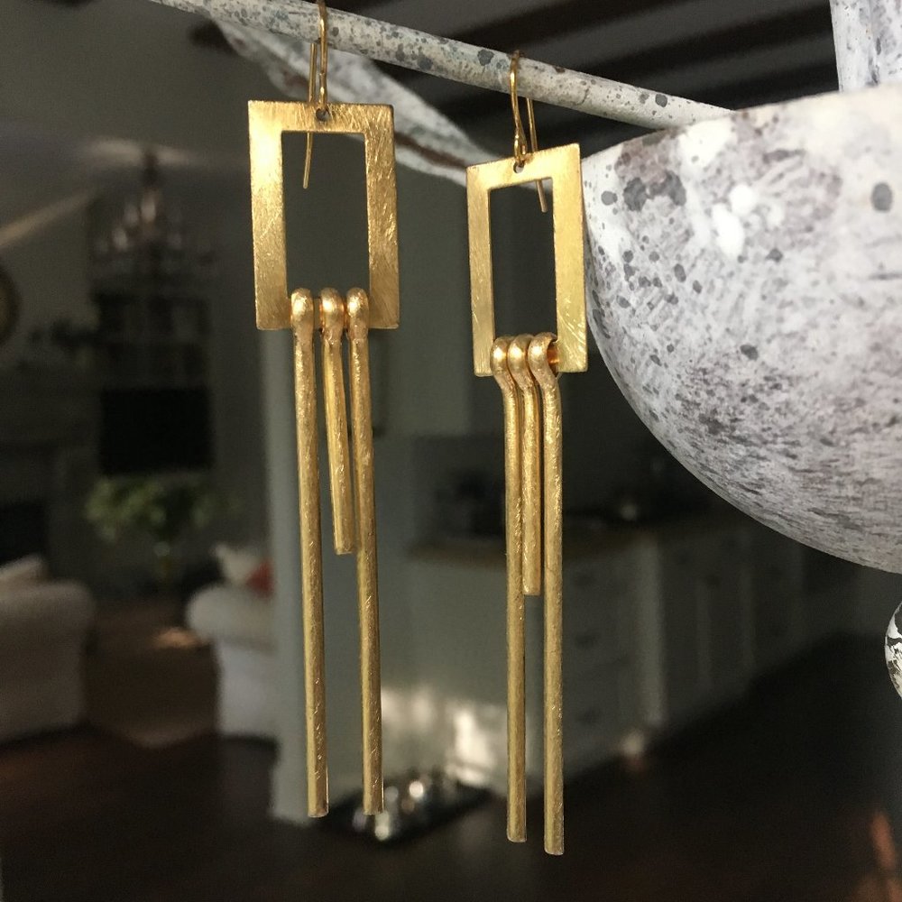 Brass Statement Dangle Earrings